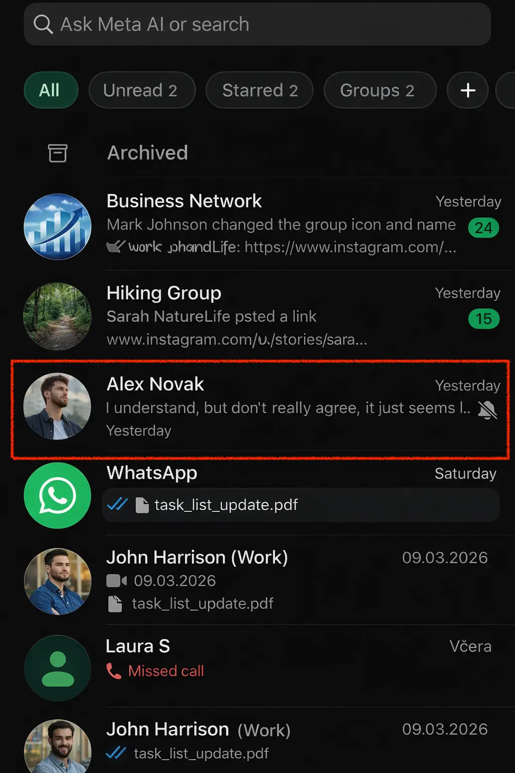 Pick a WhatsApp chat